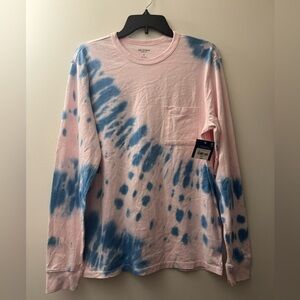 Arizona Jean Company Pink and Blue Long Sleeve Tie-Dye Tee